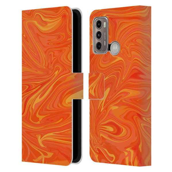Suzan Lind Marble 2 Honey Orange Leather Book Wallet Case Cover For Motorola Moto G60 / Moto G40 Fusion