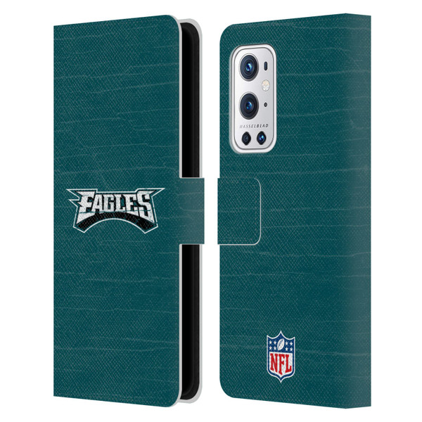 NFL Philadelphia Eagles Logo Distressed Look Leather Book Wallet Case Cover For OnePlus 9 Pro