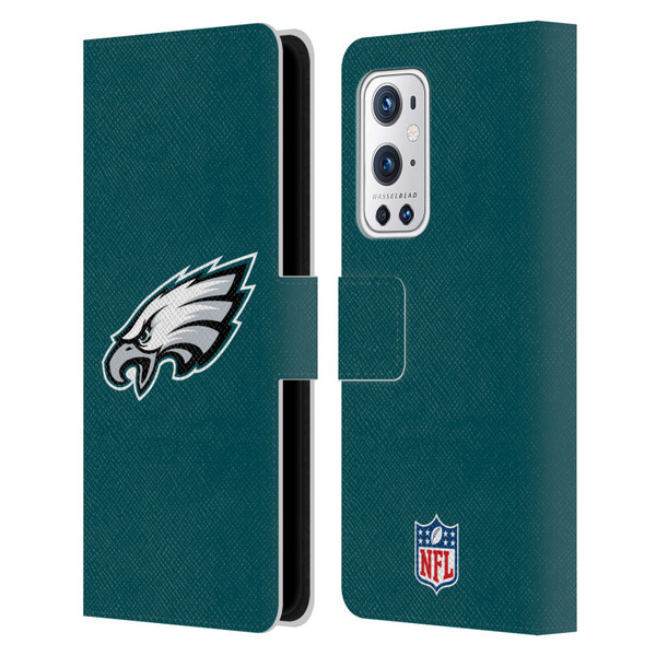 NFL Philadelphia Eagles Logo Plain Leather Book Wallet Case Cover For OnePlus 9 Pro