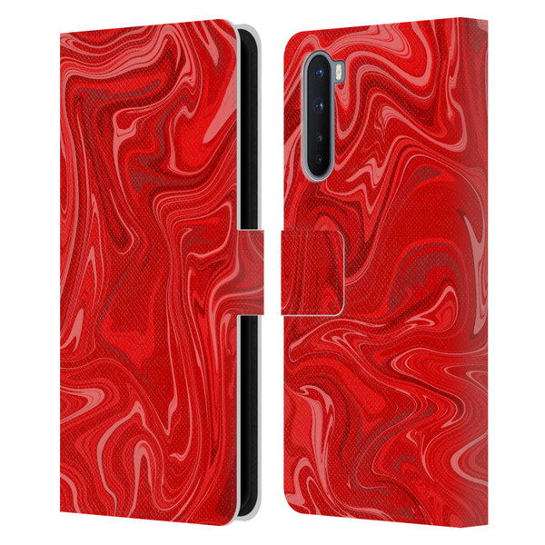 Suzan Lind Marble 2 Red Leather Book Wallet Case Cover For OnePlus Nord 5G