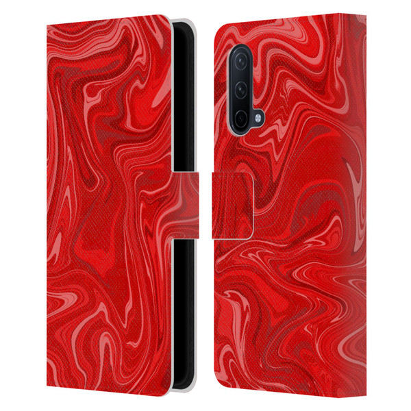 Suzan Lind Marble 2 Red Leather Book Wallet Case Cover For OnePlus Nord CE 5G