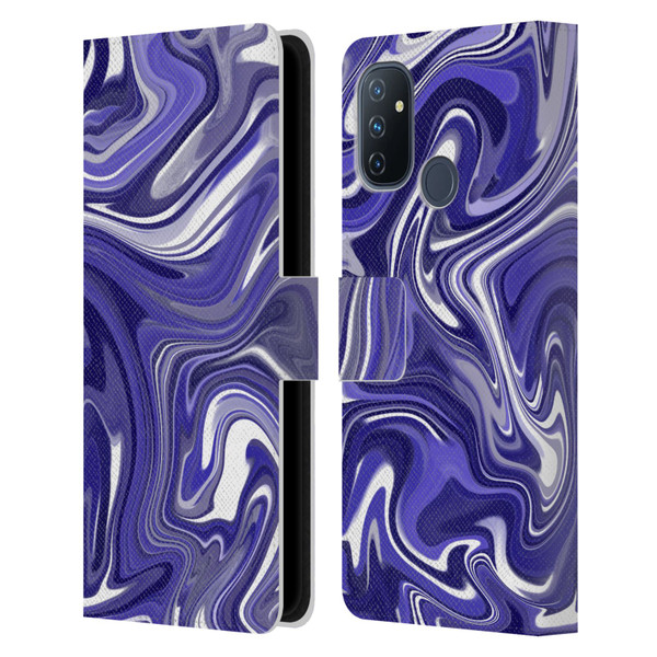 Suzan Lind Marble 2 Dark Violet Leather Book Wallet Case Cover For OnePlus Nord N100