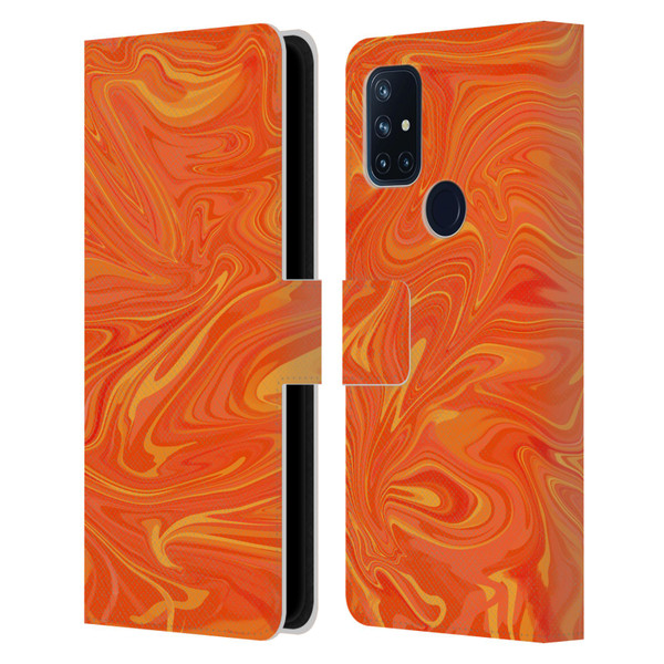 Suzan Lind Marble 2 Honey Orange Leather Book Wallet Case Cover For OnePlus Nord N10 5G