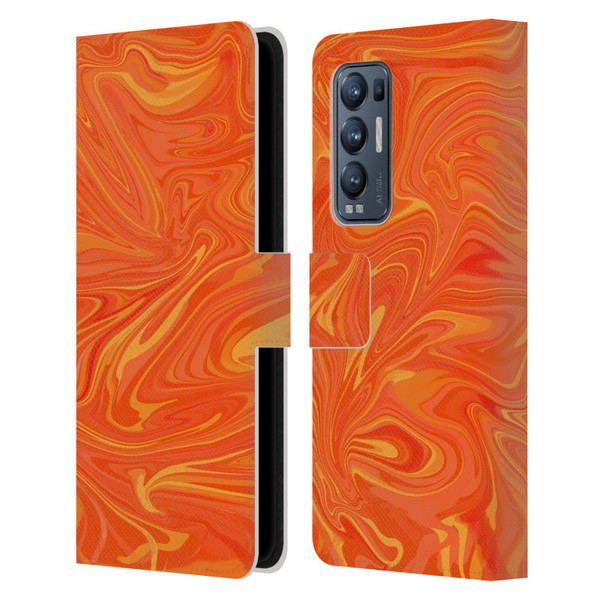 Suzan Lind Marble 2 Honey Orange Leather Book Wallet Case Cover For OPPO Find X3 Neo / Reno5 Pro+ 5G
