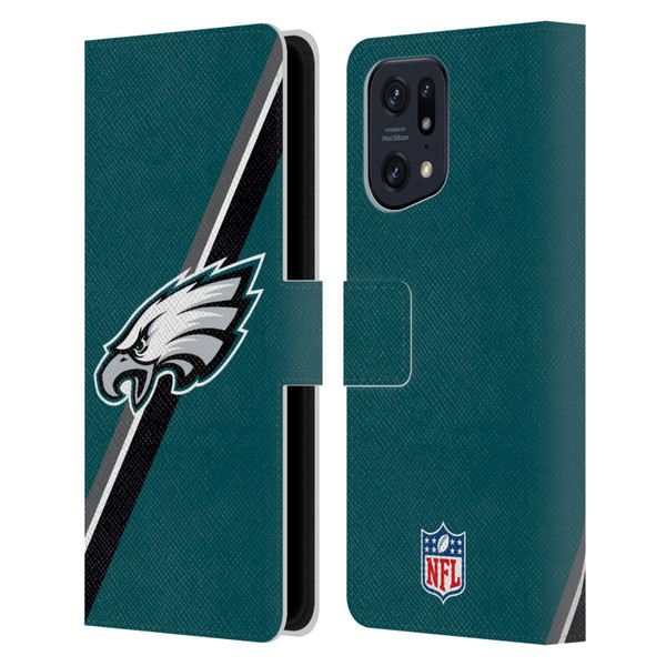 NFL Philadelphia Eagles Logo Stripes Leather Book Wallet Case Cover For OPPO Find X5