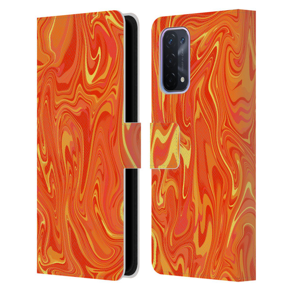 Suzan Lind Marble 2 Orange Leather Book Wallet Case Cover For OPPO A54 5G