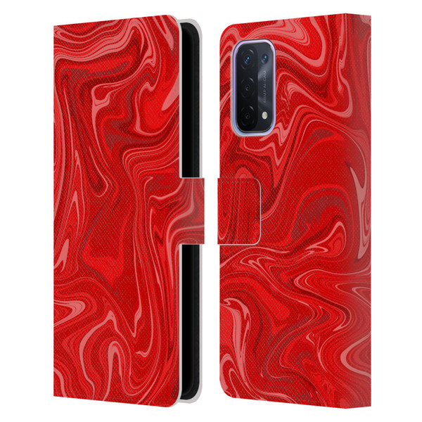 Suzan Lind Marble 2 Red Leather Book Wallet Case Cover For OPPO A54 5G