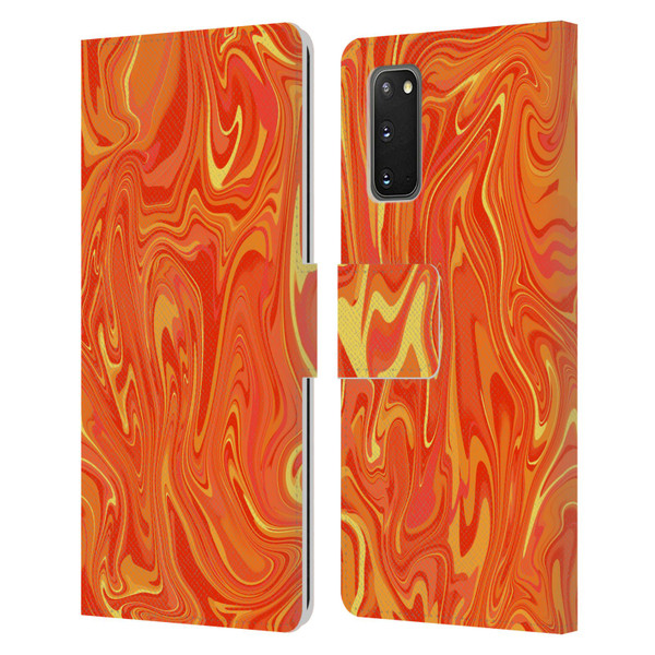 Suzan Lind Marble 2 Orange Leather Book Wallet Case Cover For Samsung Galaxy S20 / S20 5G