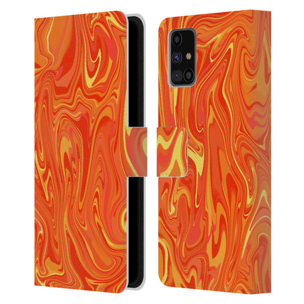 Suzan Lind Marble 2 Orange Leather Book Wallet Case Cover For Samsung Galaxy M31s (2020)