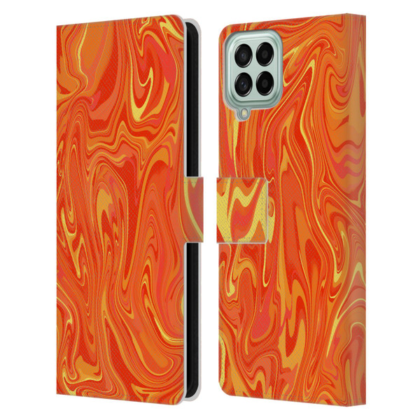 Suzan Lind Marble 2 Orange Leather Book Wallet Case Cover For Samsung Galaxy M53 (2022)
