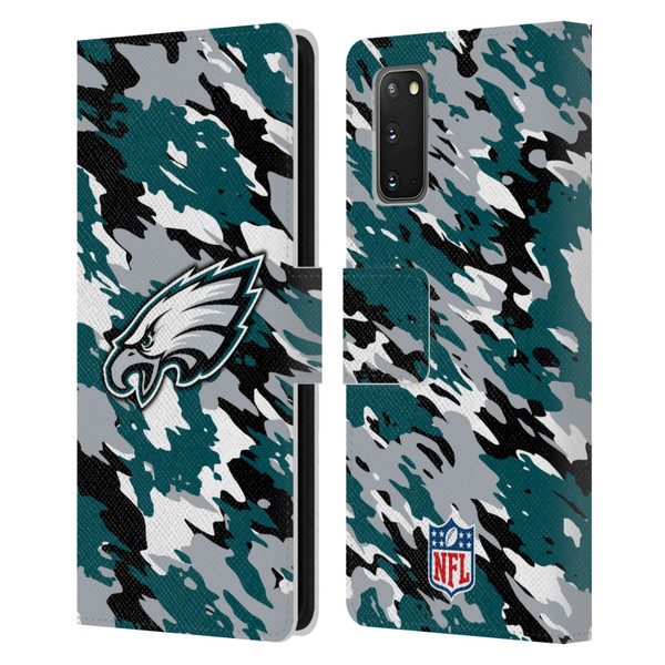 NFL Philadelphia Eagles Logo Camou Leather Book Wallet Case Cover For Samsung Galaxy S20 / S20 5G