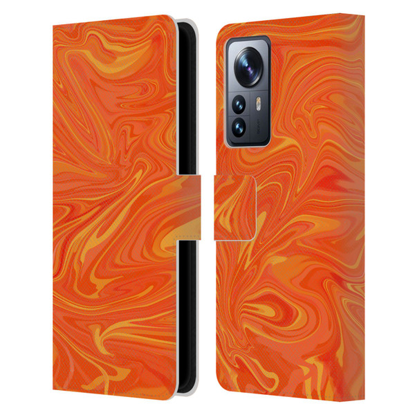 Suzan Lind Marble 2 Honey Orange Leather Book Wallet Case Cover For Xiaomi 12 Pro