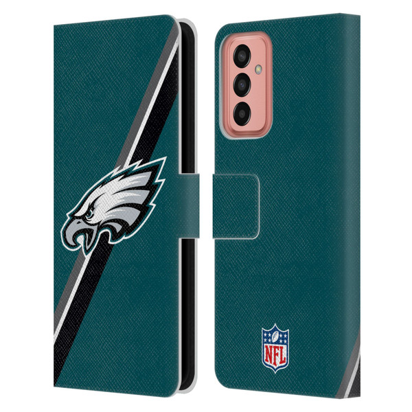 NFL Philadelphia Eagles Logo Stripes Leather Book Wallet Case Cover For Samsung Galaxy M13 (2022)