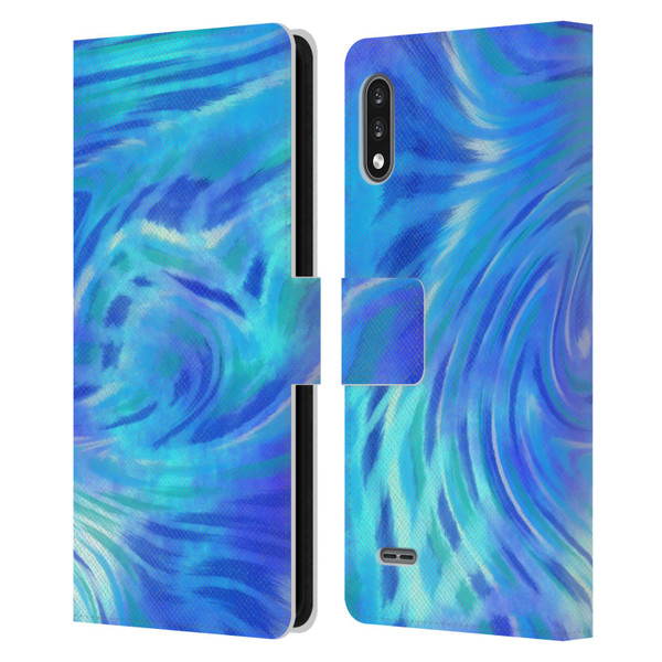 Suzan Lind Tie Dye 2 Deep Blue Leather Book Wallet Case Cover For LG K22
