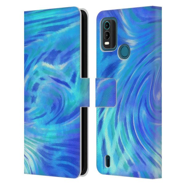 Suzan Lind Tie Dye 2 Deep Blue Leather Book Wallet Case Cover For Nokia G11 Plus