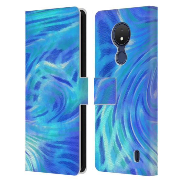 Suzan Lind Tie Dye 2 Deep Blue Leather Book Wallet Case Cover For Nokia C21