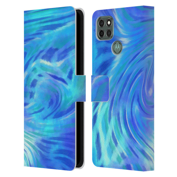 Suzan Lind Tie Dye 2 Deep Blue Leather Book Wallet Case Cover For Motorola Moto G9 Power