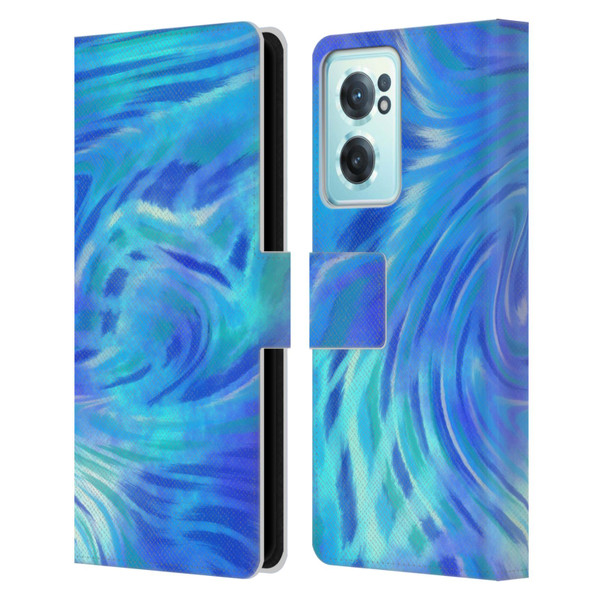 Suzan Lind Tie Dye 2 Deep Blue Leather Book Wallet Case Cover For OnePlus Nord CE 2 5G