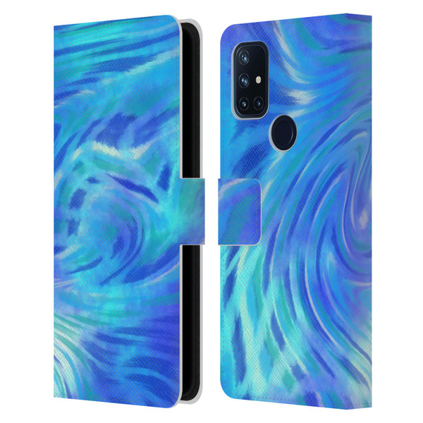 Suzan Lind Tie Dye 2 Deep Blue Leather Book Wallet Case Cover For OnePlus Nord N10 5G