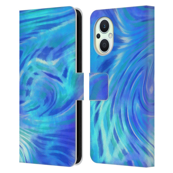 Suzan Lind Tie Dye 2 Deep Blue Leather Book Wallet Case Cover For OPPO Reno8 Lite