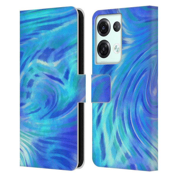 Suzan Lind Tie Dye 2 Deep Blue Leather Book Wallet Case Cover For OPPO Reno8 Pro