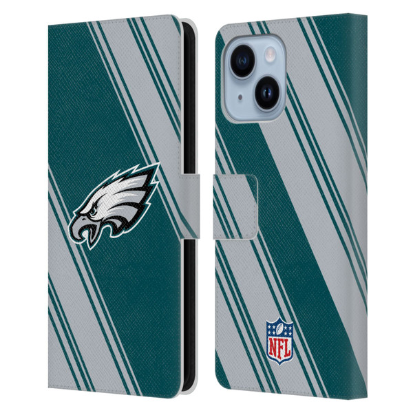 NFL Philadelphia Eagles Artwork Stripes Leather Book Wallet Case Cover For Apple iPhone 14 Plus