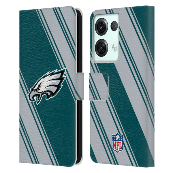 NFL Philadelphia Eagles Artwork Stripes Leather Book Wallet Case Cover For OPPO Reno8 Pro