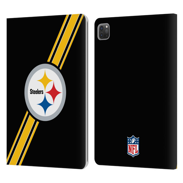NFL Pittsburgh Steelers Logo Stripes Leather Book Wallet Case Cover For Apple iPad Pro 11 2020 / 2021 / 2022