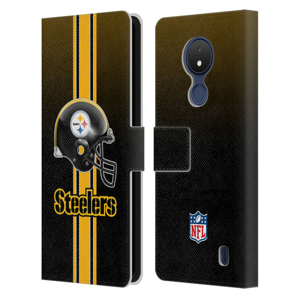 NFL Pittsburgh Steelers Logo Helmet Leather Book Wallet Case Cover For Nokia C21