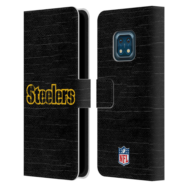 NFL Pittsburgh Steelers Logo Distressed Look Leather Book Wallet Case Cover For Nokia XR20