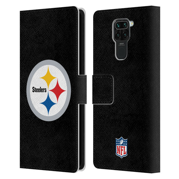 NFL Pittsburgh Steelers Logo Plain Leather Book Wallet Case Cover For Xiaomi Redmi Note 9 / Redmi 10X 4G