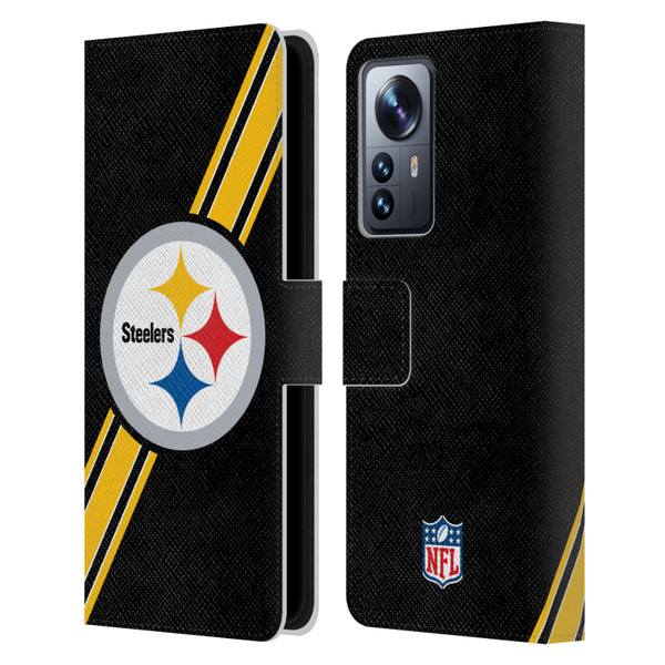 NFL Pittsburgh Steelers Logo Stripes Leather Book Wallet Case Cover For Xiaomi 12 Pro