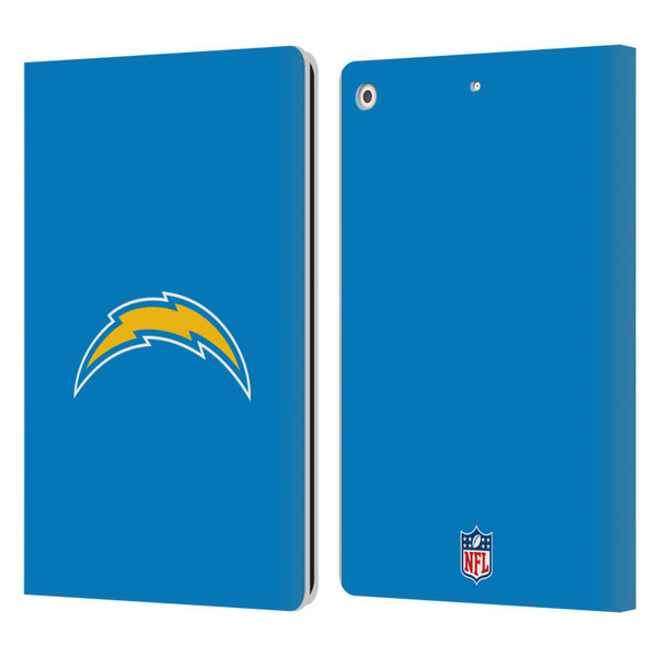 NFL Los Angeles Chargers Logo Plain Leather Book Wallet Case Cover For Apple iPad 10.2 2019/2020/2021