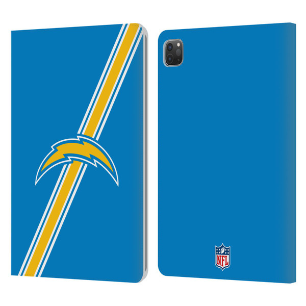 NFL Los Angeles Chargers Logo Stripes Leather Book Wallet Case Cover For Apple iPad Pro 11 2020 / 2021 / 2022