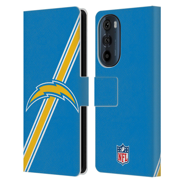 NFL Los Angeles Chargers Logo Stripes Leather Book Wallet Case Cover For Motorola Edge 30