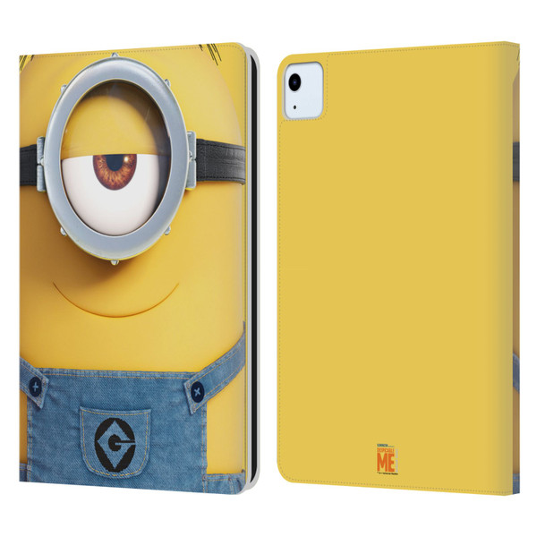 Despicable Me Full Face Minions Stuart Leather Book Wallet Case Cover For Apple iPad Air 11 2020/2022/2024