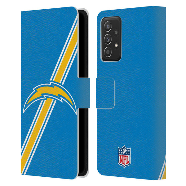 NFL Los Angeles Chargers Logo Stripes Leather Book Wallet Case Cover For Samsung Galaxy A53 5G (2022)