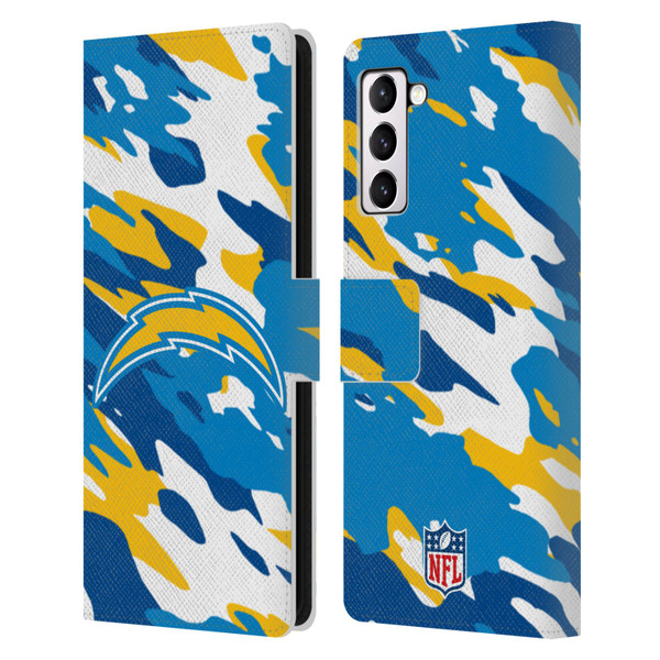 NFL Los Angeles Chargers Logo Camou Leather Book Wallet Case Cover For Samsung Galaxy S21+ 5G