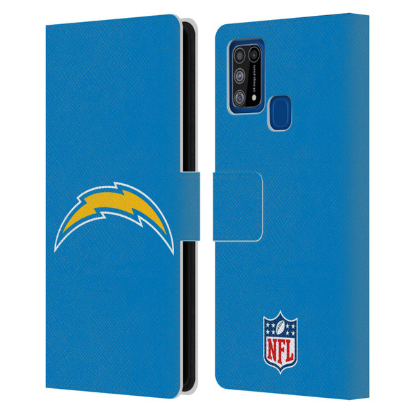NFL Los Angeles Chargers Logo Plain Leather Book Wallet Case Cover For Samsung Galaxy M31 (2020)