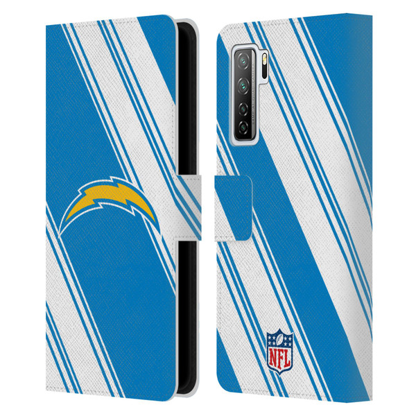 NFL Los Angeles Chargers Artwork Stripes Leather Book Wallet Case Cover For Huawei Nova 7 SE/P40 Lite 5G