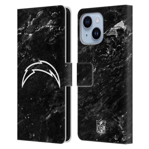 NFL Los Angeles Chargers Artwork Marble Leather Book Wallet Case Cover For Apple iPhone 14 Plus