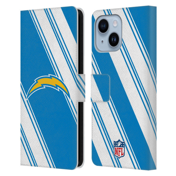 NFL Los Angeles Chargers Artwork Stripes Leather Book Wallet Case Cover For Apple iPhone 14 Plus