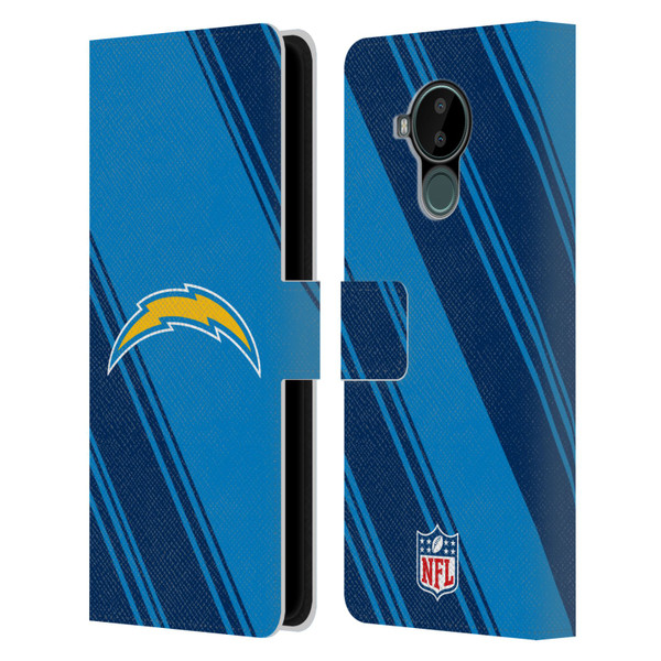 NFL Los Angeles Chargers Artwork Stripes Leather Book Wallet Case Cover For Nokia C30