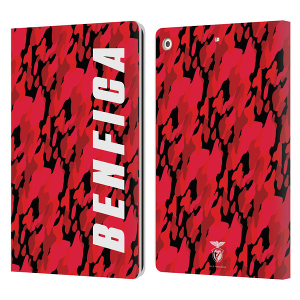S.L. Benfica 2021/22 Crest Camouflage Leather Book Wallet Case Cover For Apple iPad 10.2 2019/2020/2021