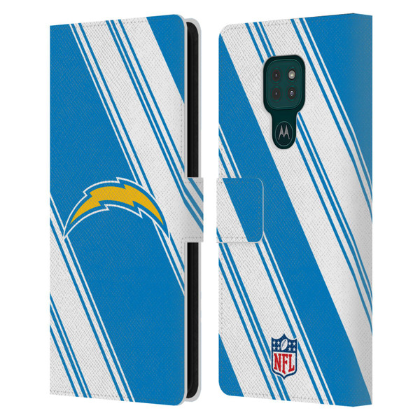 NFL Los Angeles Chargers Artwork Stripes Leather Book Wallet Case Cover For Motorola Moto G9 Play