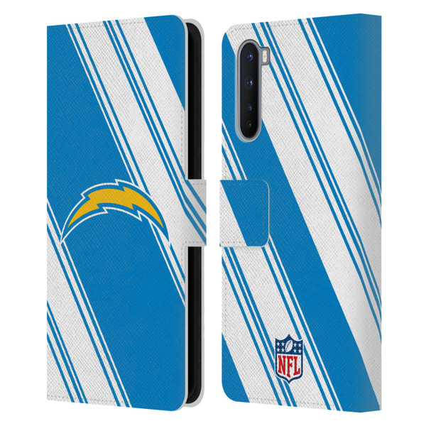 NFL Los Angeles Chargers Artwork Stripes Leather Book Wallet Case Cover For OnePlus Nord 5G