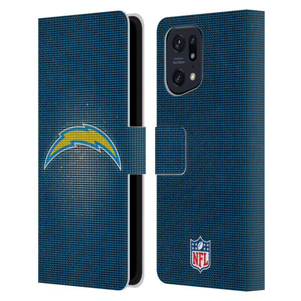NFL Los Angeles Chargers Artwork LED Leather Book Wallet Case Cover For OPPO Find X5