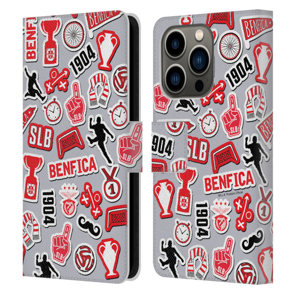 S.L. Benfica 2021/22 Crest Stickers Leather Book Wallet Case Cover For Apple iPhone 14 Pro