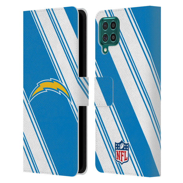 NFL Los Angeles Chargers Artwork Stripes Leather Book Wallet Case Cover For Samsung Galaxy F62 (2021)
