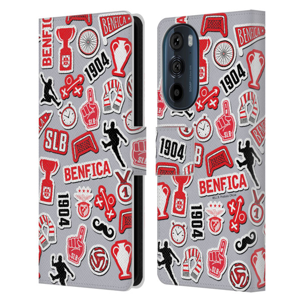 S.L. Benfica 2021/22 Crest Stickers Leather Book Wallet Case Cover For Motorola Edge 30